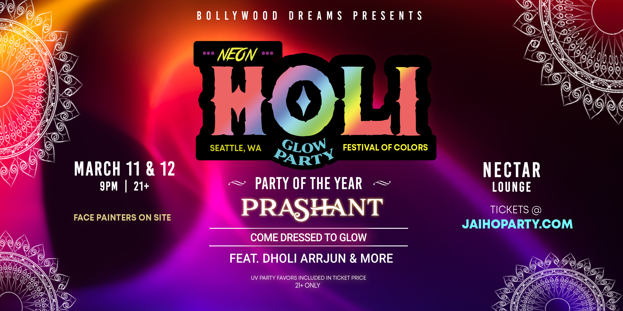 Seattle: NEON HOLI - 11th Annual Festival of Colors Bollywood Dance ...