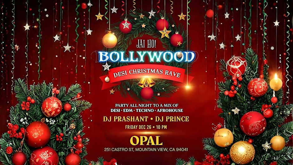 Flyer for Bollywood Glow Party Bay Area – Desi Rave at Opal Nightclub featuring DJ Prashant and DJ Prince